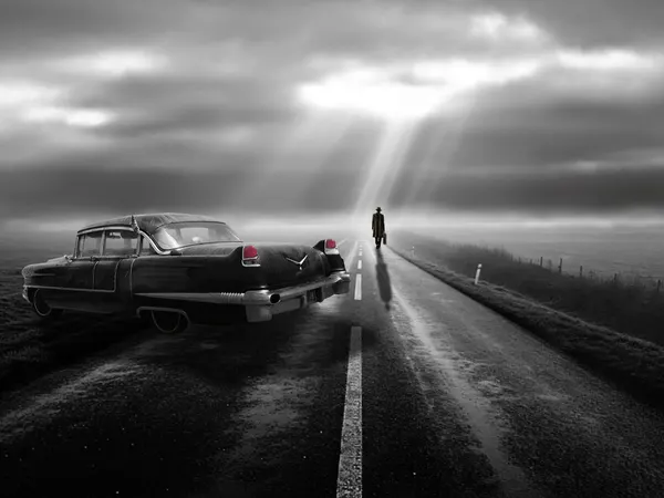 Vintage Car Lone Journey by LARRY BUTTERWORTH