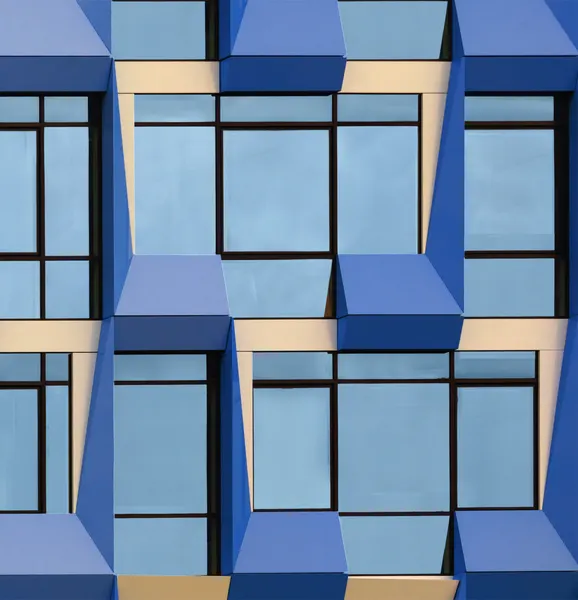 Blue Geometric Facade by Jef Van den Houte