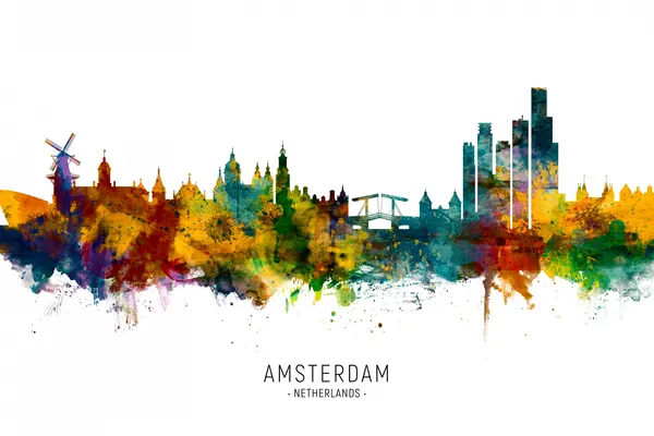 Vibrant Amsterdam Skyline by Michael Tompsett