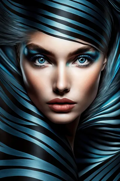 Modern Blue Striped Woman by Klaus Tesching