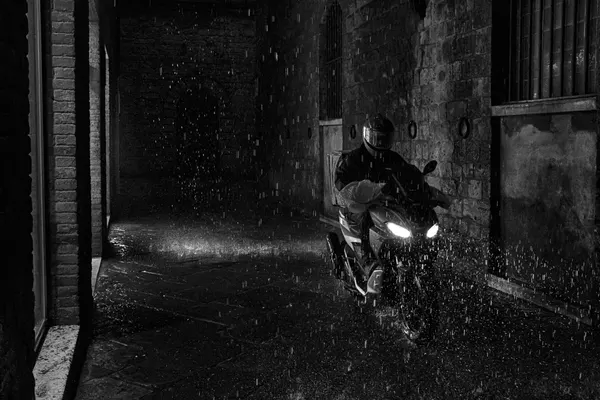 Dark Alley Rain Ride by Luca Domenichi
