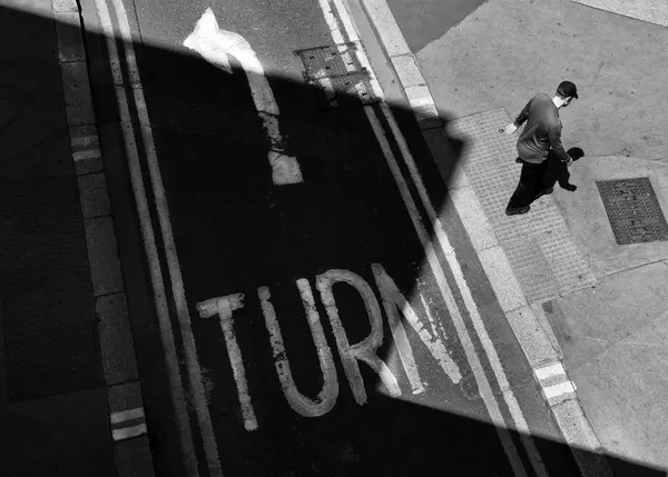 Man Walking Street Turn by Selaru Ovidiu