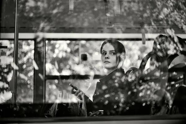 Thoughtful Woman On Bus by Denis Malciu