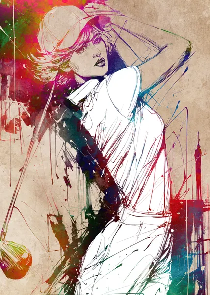 Vibrant Golfing Woman by Justyna Jaszke