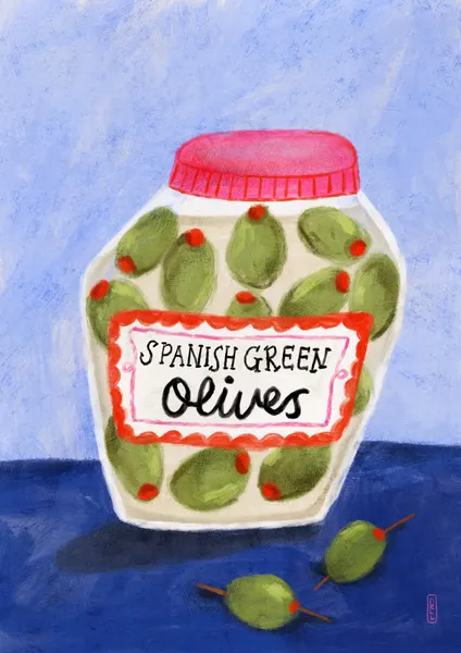 Spanish Green Olives Jar by Dirkie Nell
