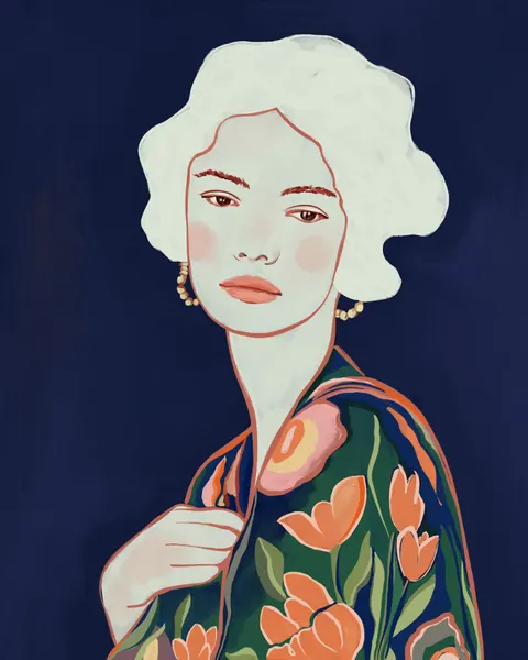 Elegant Floral Woman by CATS AND DOTZ