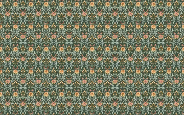 Dark Green Floral Pattern by Annick