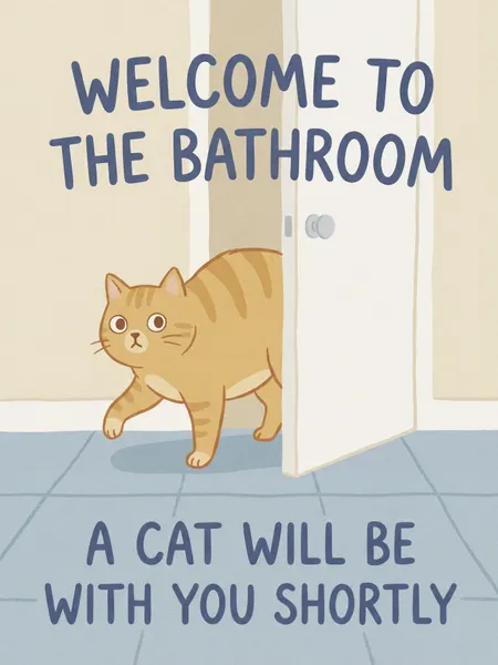 Funny Bathroom Cat Welcome by Andreas Magnusson