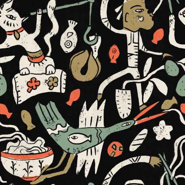 Tribal Figures And Animals by Raipa Studio