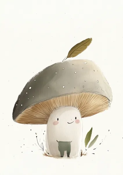 Cute Whimsical Mushroom by Mathieu