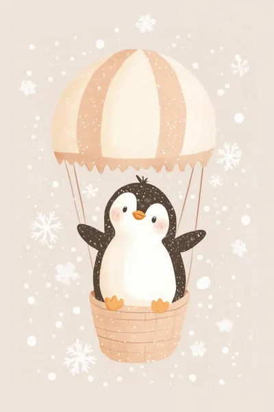 Whimsical Penguin Flight by Mathieu