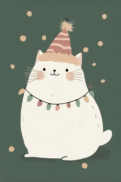 Festive Cat With Lights by Mathieu