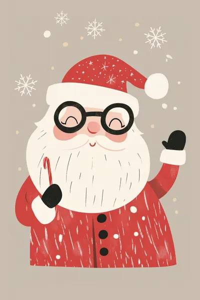 Cheerful Santa With Candy Cane by Mathieu