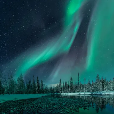 Northern Lights Winter Night, wall art by Haim Rosenfeld