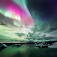 Northern Lights Ice Lagoon, wall art by Liloni Luca