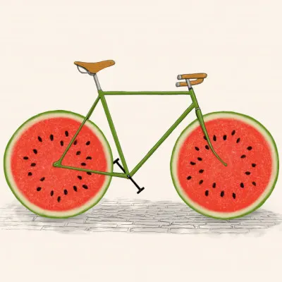 Watermelon Bicycle, wall art by Florent Bodart