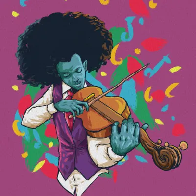 Vibrant Violinist Music, wall art by Joshua msonthe