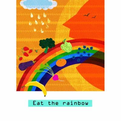 Vibrant Food Rainbow, wall art by Jade Mooc-Evans