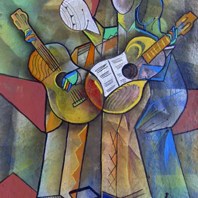 Cubist Guitar Players, wall art by Ricardo Maya
