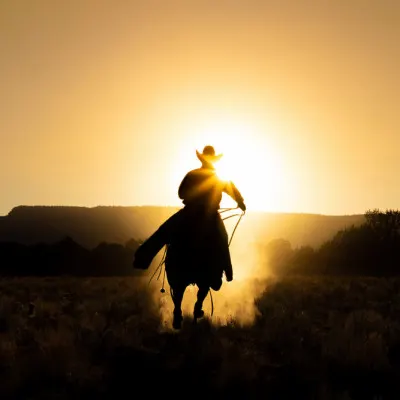 Western Sunset Rider, wall art by Matt Jacob