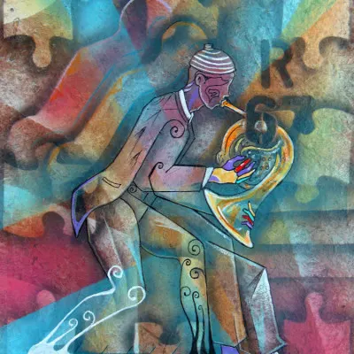 Vibrant Jazz Musician, wall art by Ricardo Maya