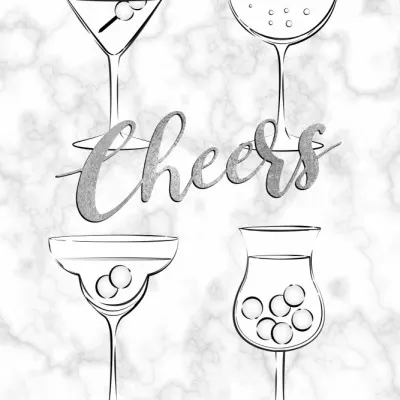 Cheers Cocktail Glasses, wall art by Martina