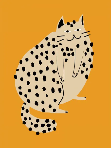 Happy Spotted Cat, wall art by Little Dean