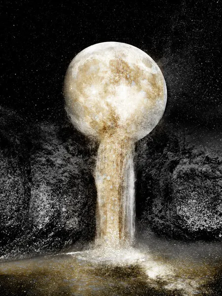 Golden Moon Waterfall, wall art by Gemma Bardot