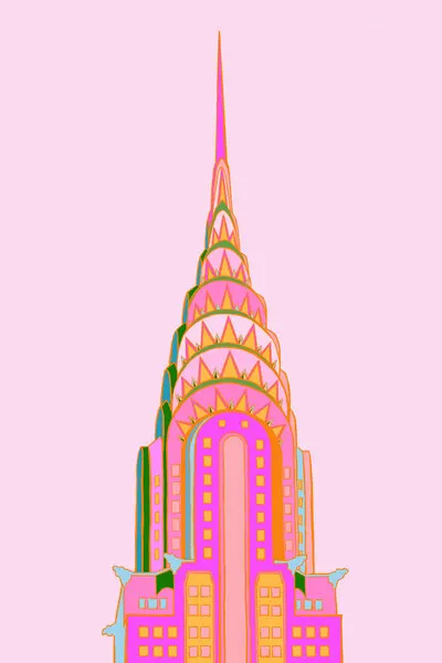 Pink Chrysler Building, wall art by Vibrant Vacationer (Audra)