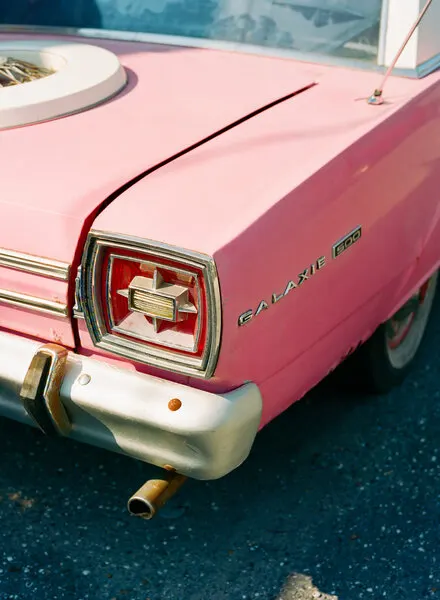 Pink Vintage Car, wall art by Bethany Young