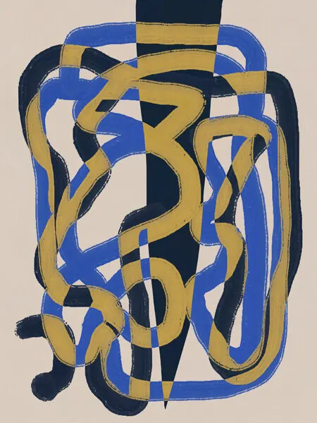 Abstract Blue Gold Design, wall art by Little Dean