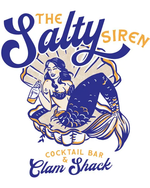 Salty Siren Cocktail Bar & Clam Shack Mermaid, wall art by The Whiskey Ginger