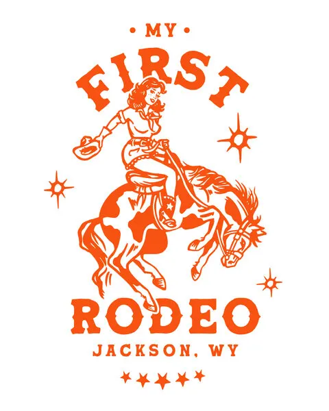 My First Rodeo Jackson Wyoming Horseback Cowgirl, wall art by The Whiskey Ginger