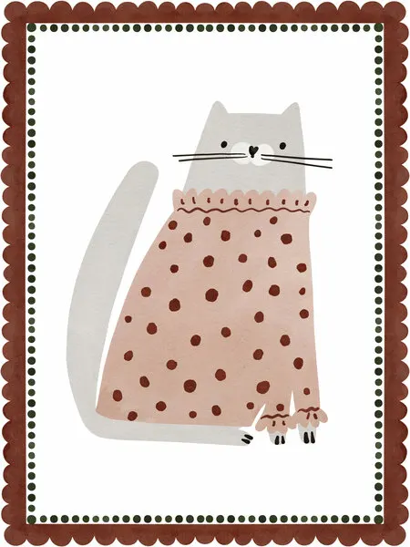 Polka Dot Feline, wall art by Treechild