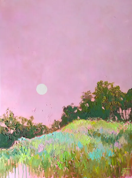 Dreamy Pink Green Hills, wall art by Ekaterina Prisich