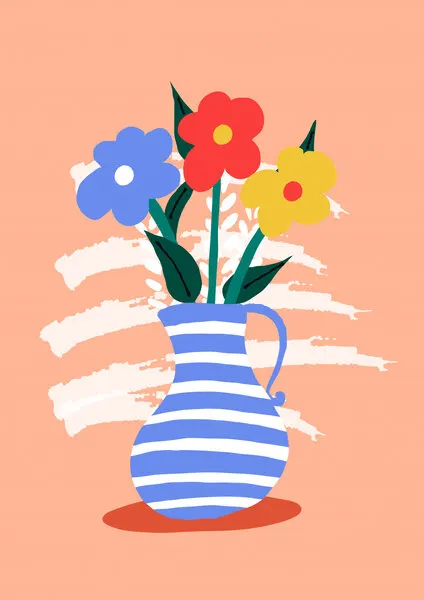 Vibrant Striped Vase Flowers, wall art by Nicholas