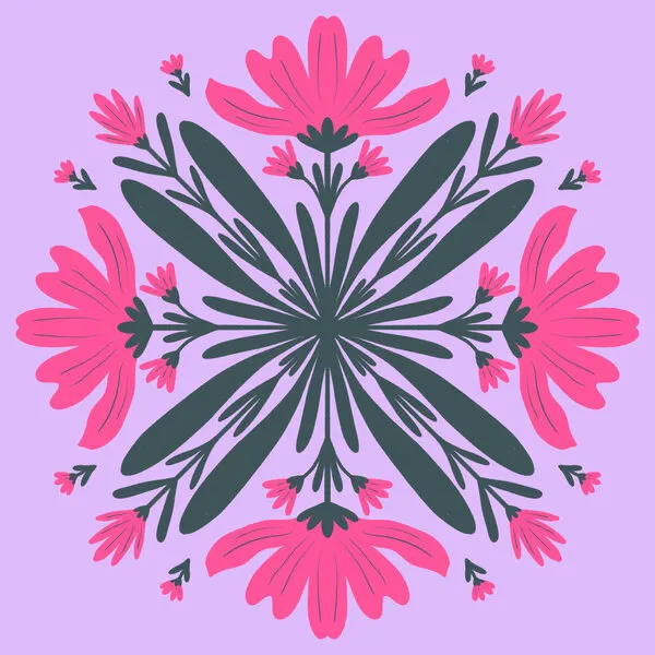 Pink Floral Symmetry, wall art by Angela Minca