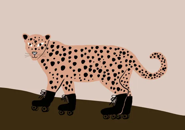 Skating Leopard, wall art by Sharyn Bursic
