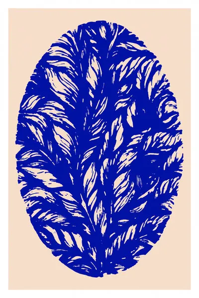 Blue Botanical Oval, wall art by casa cartissi