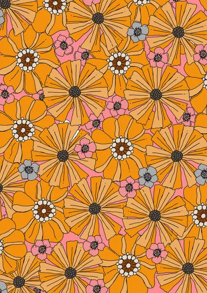 Groovy Pink Orange Flowers, wall art by Nicholas