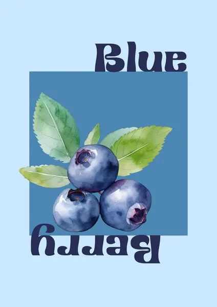 Fresh Blueberry Watercolor, wall art by Alva Johansson