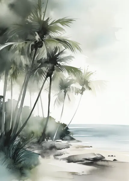 Misty Tropical Beach, wall art by Andreas Magnusson