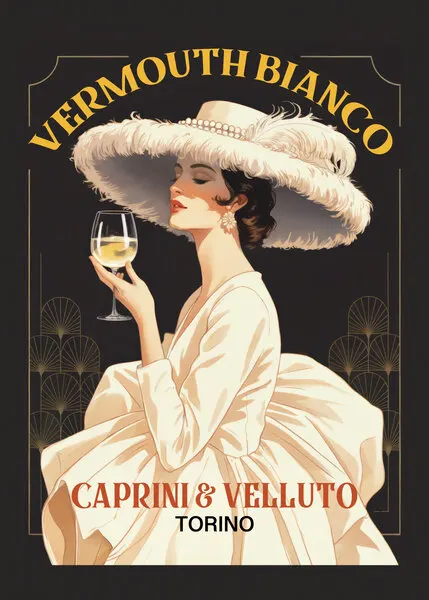 Elegant Art Deco Wine Woman, wall art by Andreas Magnusson