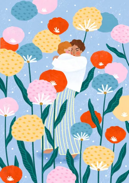 Loving Family Embrace, wall art by Bea Müller