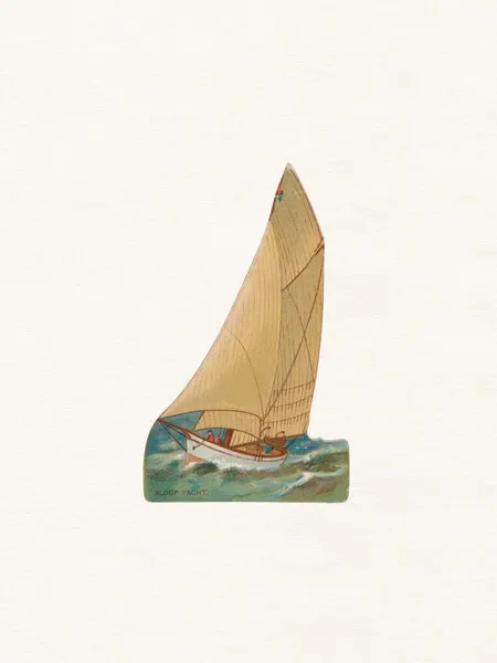 Sloop Yacht at Sea, wall art by Wild Violets
