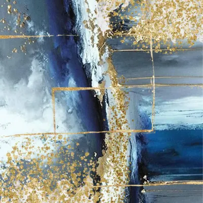Glimmering Blue Abstract, wall art by Sally Ann Moss