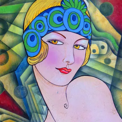 Art Deco Flapper Portrait, wall art by Ricardo Maya