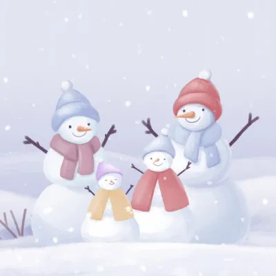 Happy Snowman Family, wall art by Xuan Thai