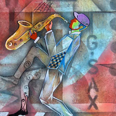 Vibrant Saxophone Jazz, wall art by Ricardo Maya