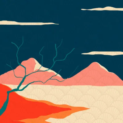 Japanese Mountain Landscape, wall art by Fadil Roze